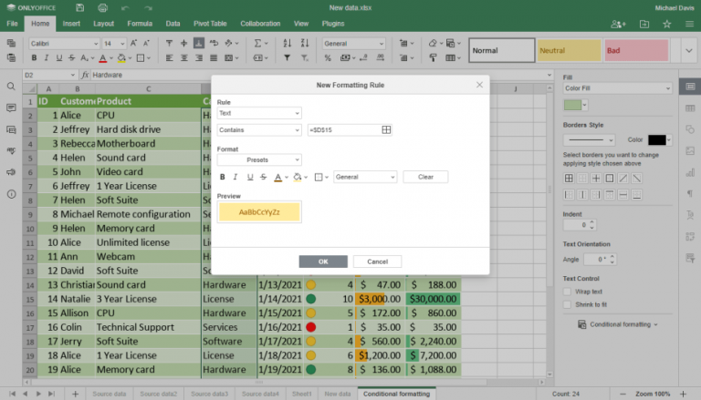 ONLYOFFICE Desktop Editors v6.4 avec support ARM amélioré et mise en forme conditionnelle