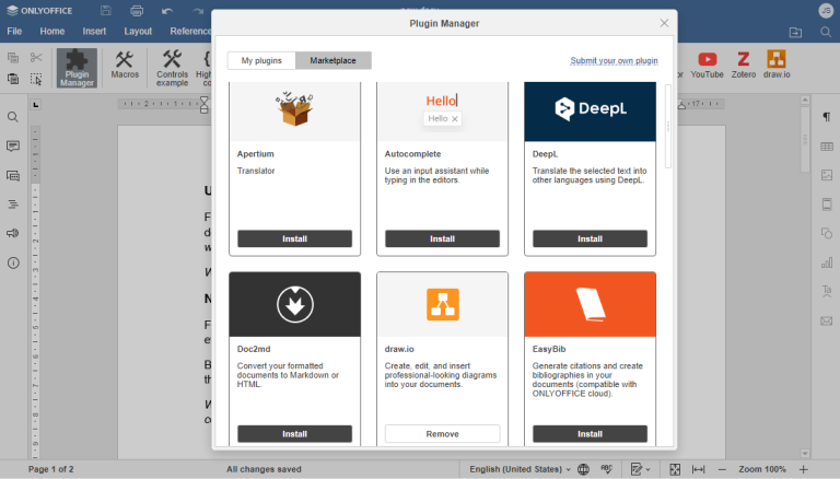 Sortie de ONLYOFFICE Docs v7.2
